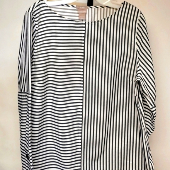 Chico's Blouse Top Black/White Striped Size 2 (L) - Picture 3 of 7